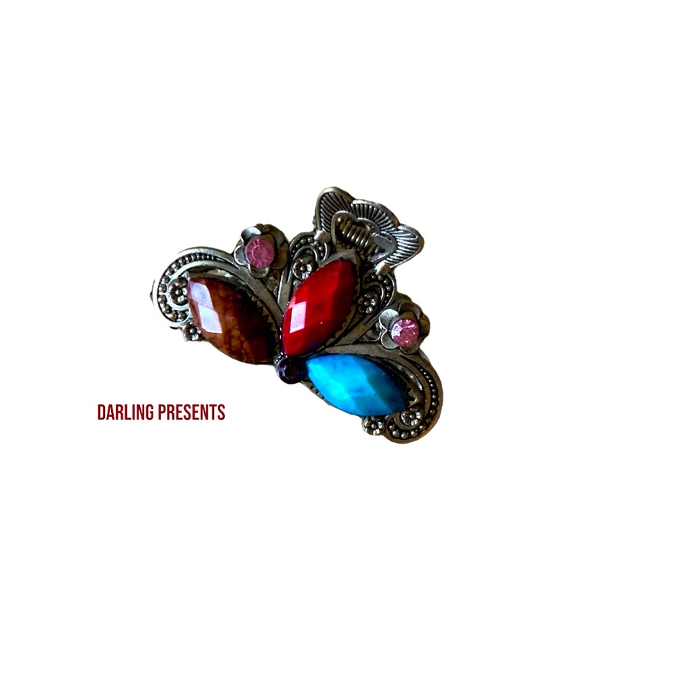 Bohemian Antique Style Jeweled Hair Claw Barrette Women Color Multi